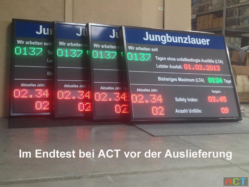 jungbunzlauer led tafel unfallfreie tage