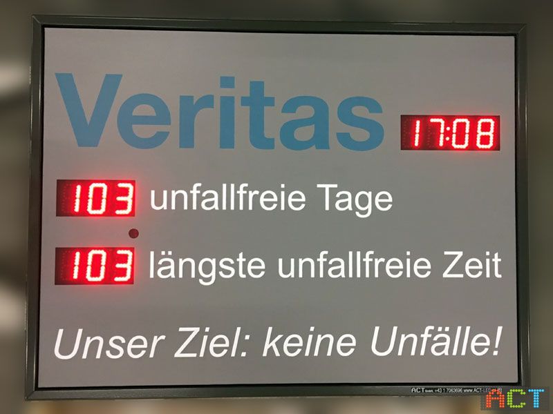 ACT GmbH LED-Displays - Veritas Hinweisschild unfallfrei